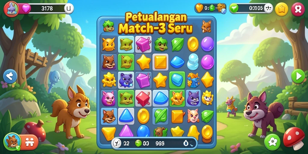 Gameplay seru dalam game Match-3 3178 dengan grafis menarik.