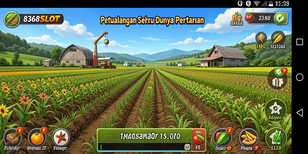 Tampilan gameplay 8368SLOT dengan suasana pertanian yang ceria.