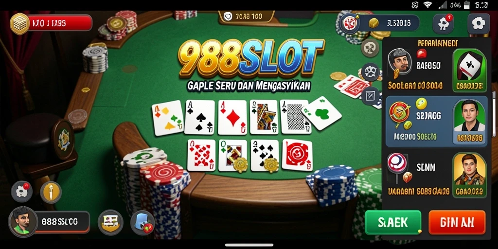 Screenshot gameplay 988SLOT dengan tampilan papan Gaple yang menarik.