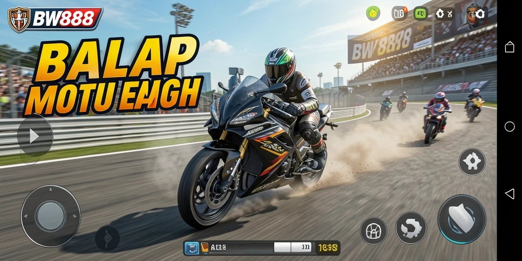 Tampilan gameplay seru dalam balap motor di BW888.