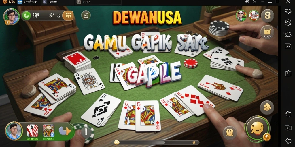 Screenshot gameplay DEWANUSA yang menampilkan suasana seru permainan Gaple.