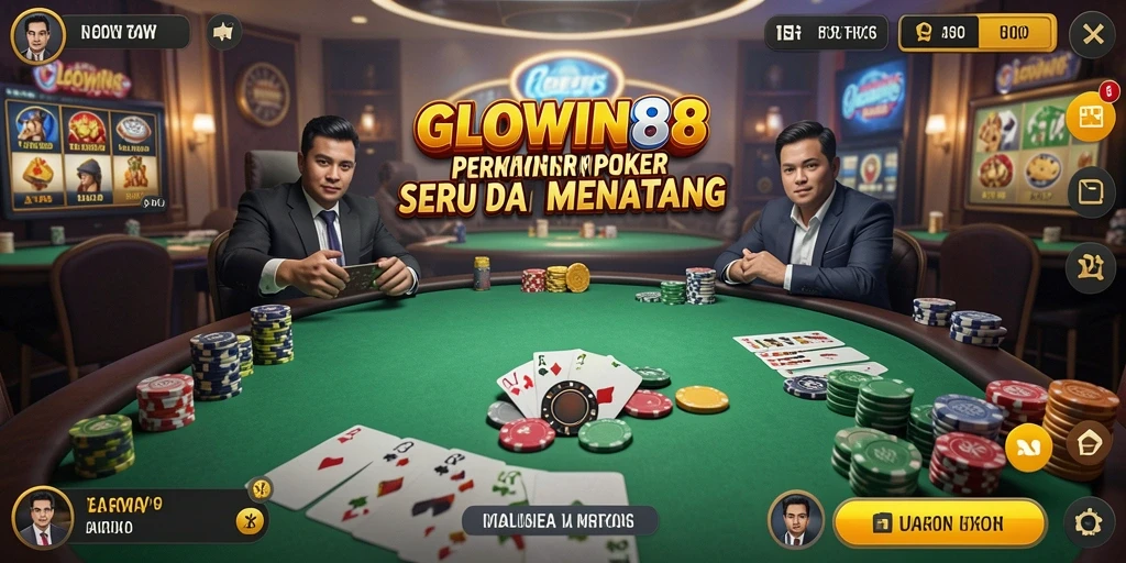 Gameplay seru poker GLOWIN88 yang menantang.