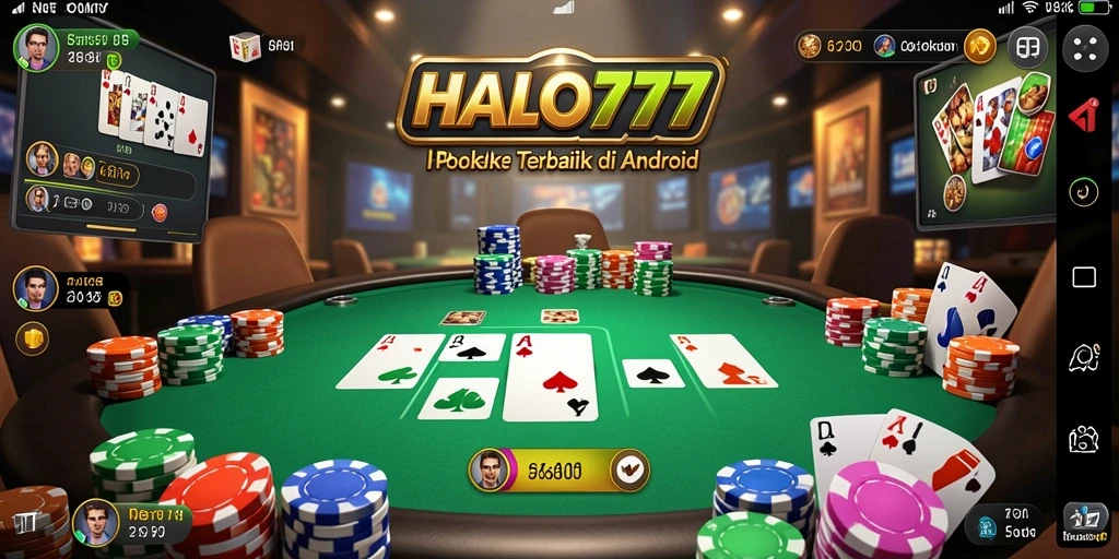 Tampilan gameplay HALO777 dengan suasana permainan poker yang seru.
