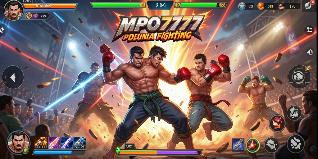Screenshot menampilkan gameplay pertarungan yang penuh aksi.