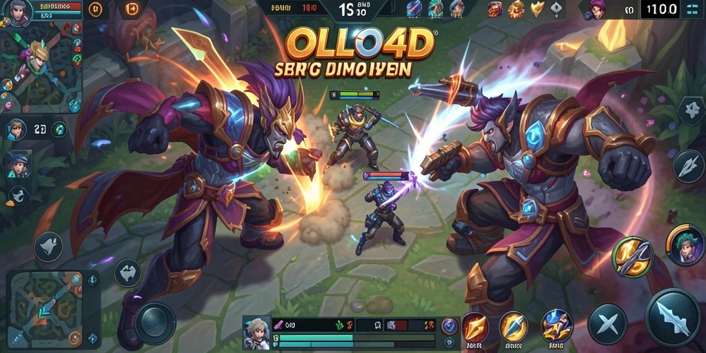 Tampilan gameplay seru OLLO4D di arena MOBA yang dinamis.