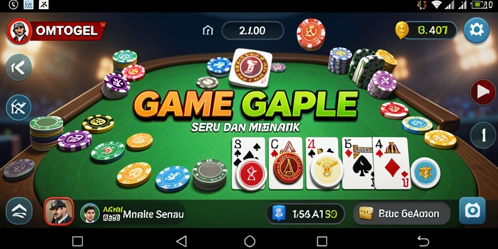 Screenshot gameplay seru dari OMTOGEL yang menampilkan pertarungan gaple.