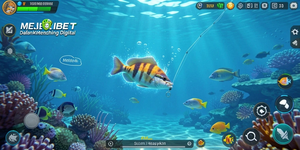 Screenshot REJEKIBET menunjukkan suasana memancing yang mendebarkan.