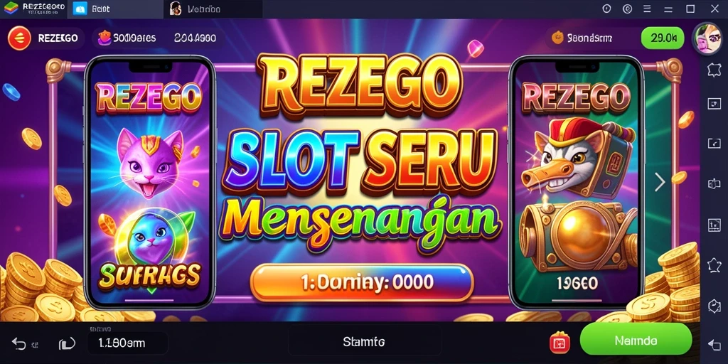 Tampilan gameplay seru dari REZEGO dengan berbagai simbol menarik.