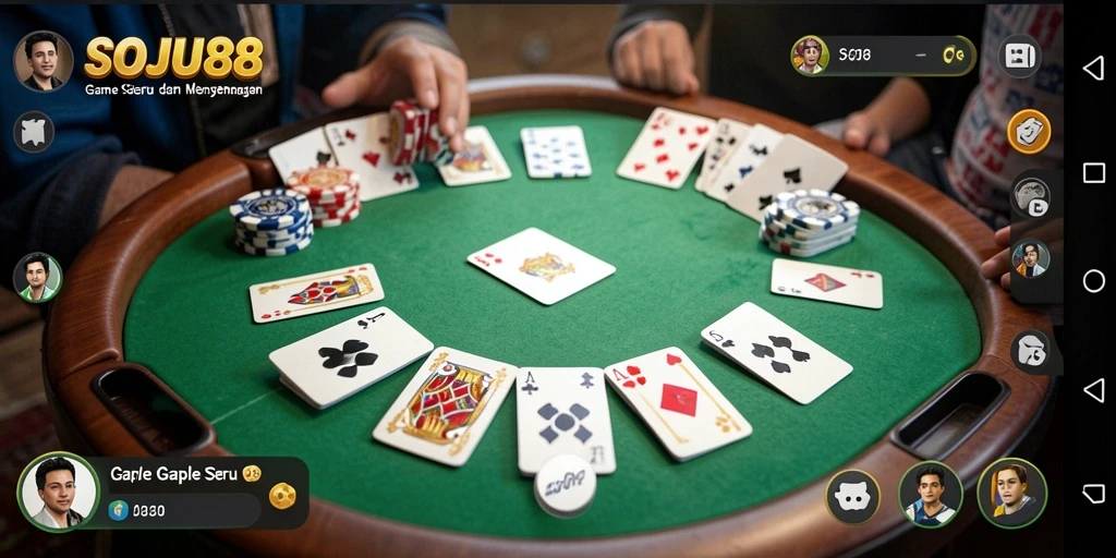 Tampilan gameplay seru SOJU88 dalam permainan Gaple.