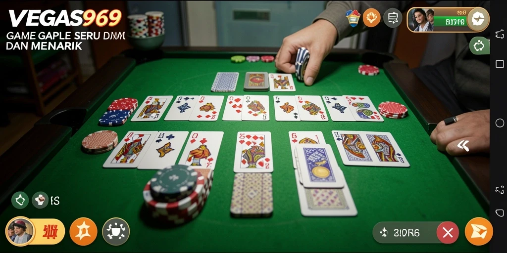 Tampilan gameplay seru di VEGAS969 saat bermain Gaple.