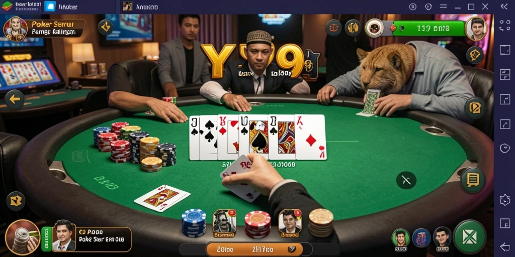 Tampilan gameplay poker di Y89 yang mendebarkan dan seru.