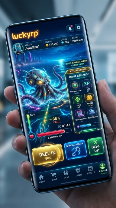 Tampilan minimalis dari aplikasi luckyrp yang memudahkan pengguna.